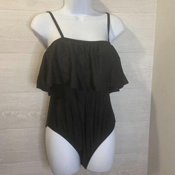 Swimsuit One Piece Lace Up Ruffle Flounce Strap Bathing Suit NWT - Swimwear - Picture 3 of 6